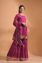 Morchari Sharara Top Set With Dupatta - Purple - Distacart