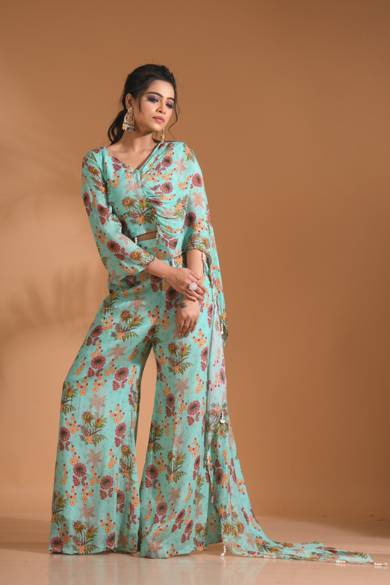 Morchari Top And Pant - Light Green