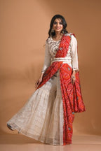 Morchari Sharara Set Attached With Dupatta With Hand Embroidery - Cream - Distacart