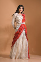 Morchari Sharara Set Attached With Dupatta With Hand Embroidery - Cream - Distacart