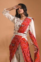 Morchari Sharara Set Attached With Dupatta With Hand Embroidery - Cream - Distacart