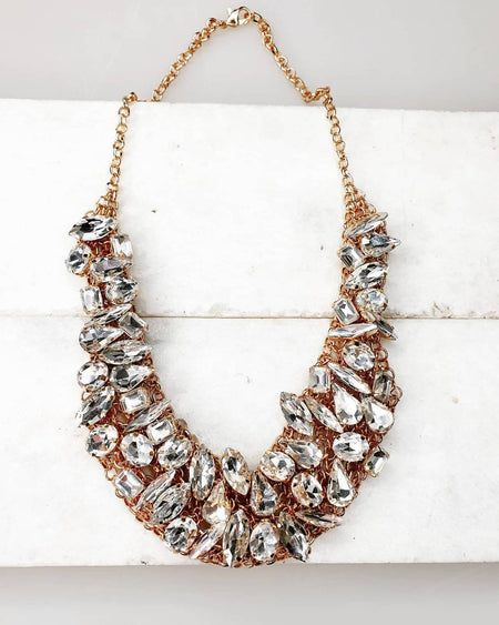 Bling Accessories Glass Statement Crystal Necklace