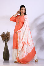 Morchari Palazzo With Long Pant & Dupatta With Hand Embroidery - Peach