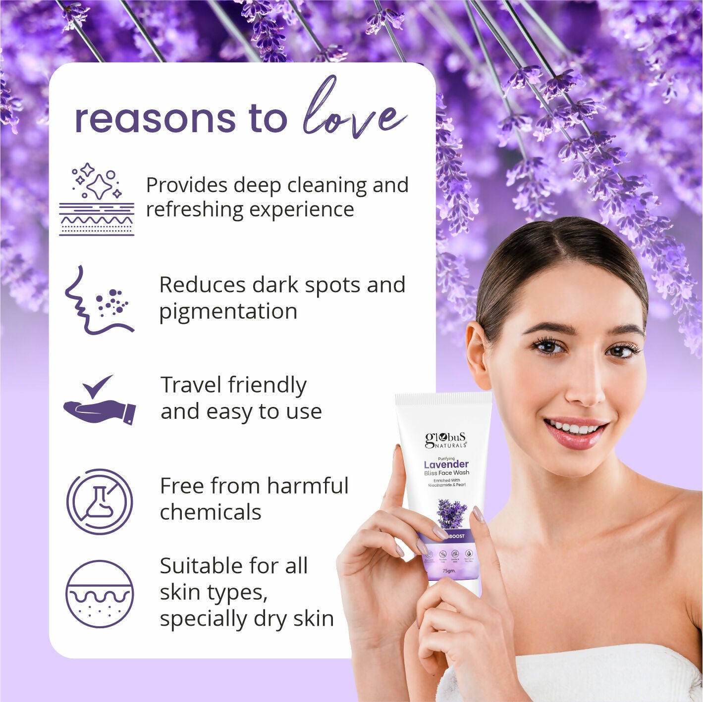 Globus Naturals Purifying Lavender Face Wash - Distacart