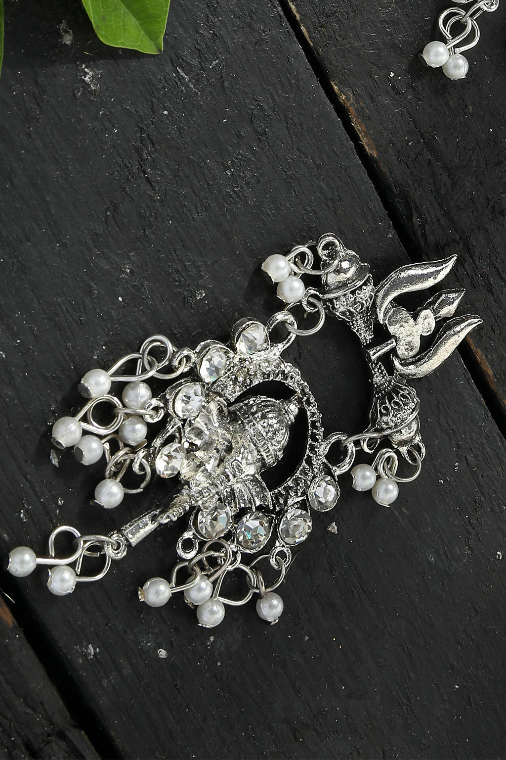 Mominos Fashion Johar Kamal Oxidised Silver-Plated Ganesha Design Necklace Choker Set - Distacart
