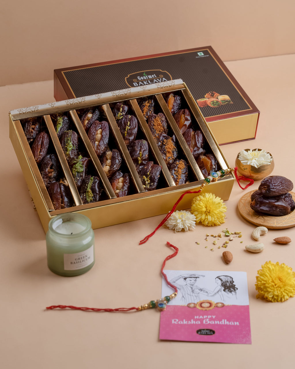 Gourmet Baklava Assorted Stuffed Dates Treat Box 24Pieces - Distacart