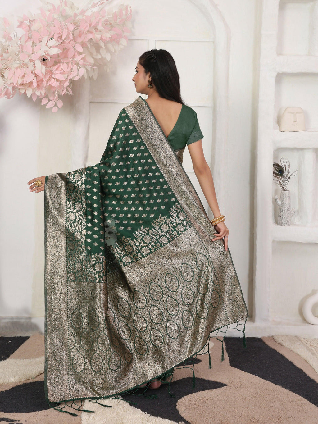 Shree Shyam Fashion Lichi Silk Blue Saree - Distacart