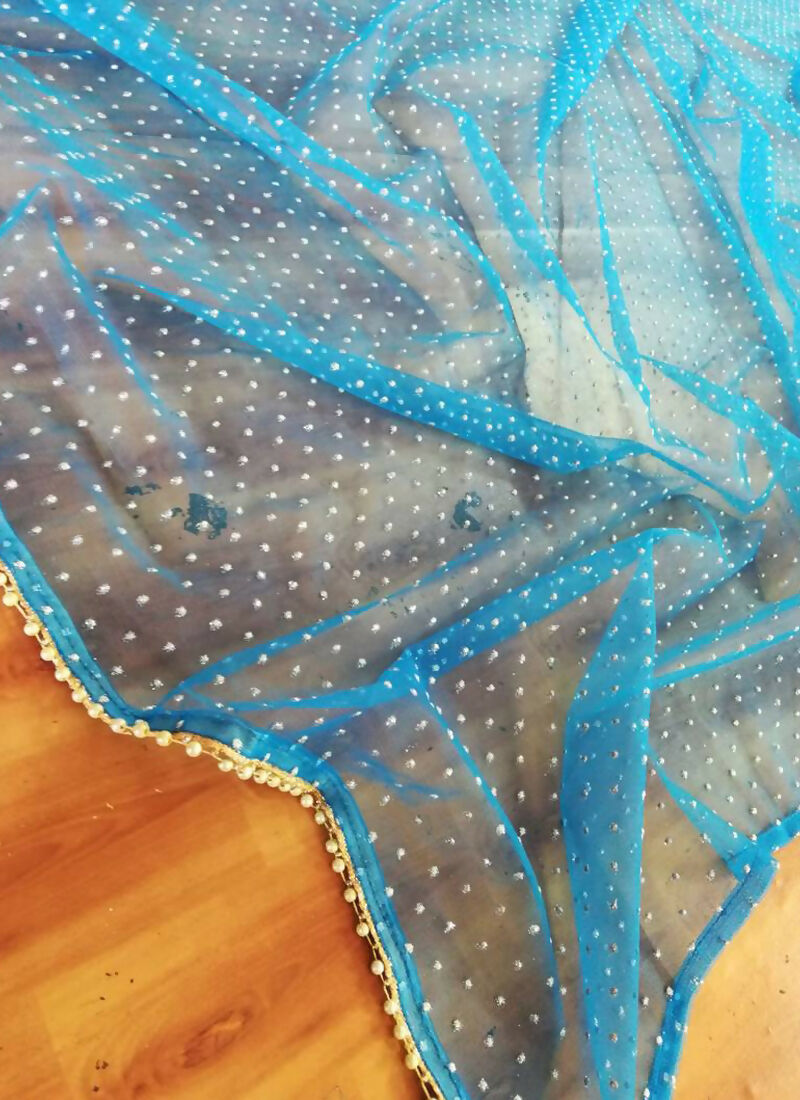 Jyoti Fashion Blue Thread Embroidery Georgette Designer Lehenga Choli with Dupatta