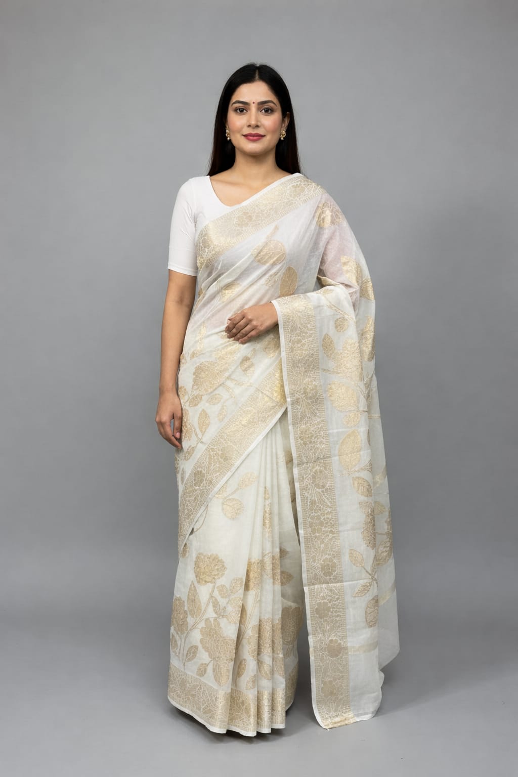 Morchari Applique Work All Over Saree With Unstitched Blouse - Distacart