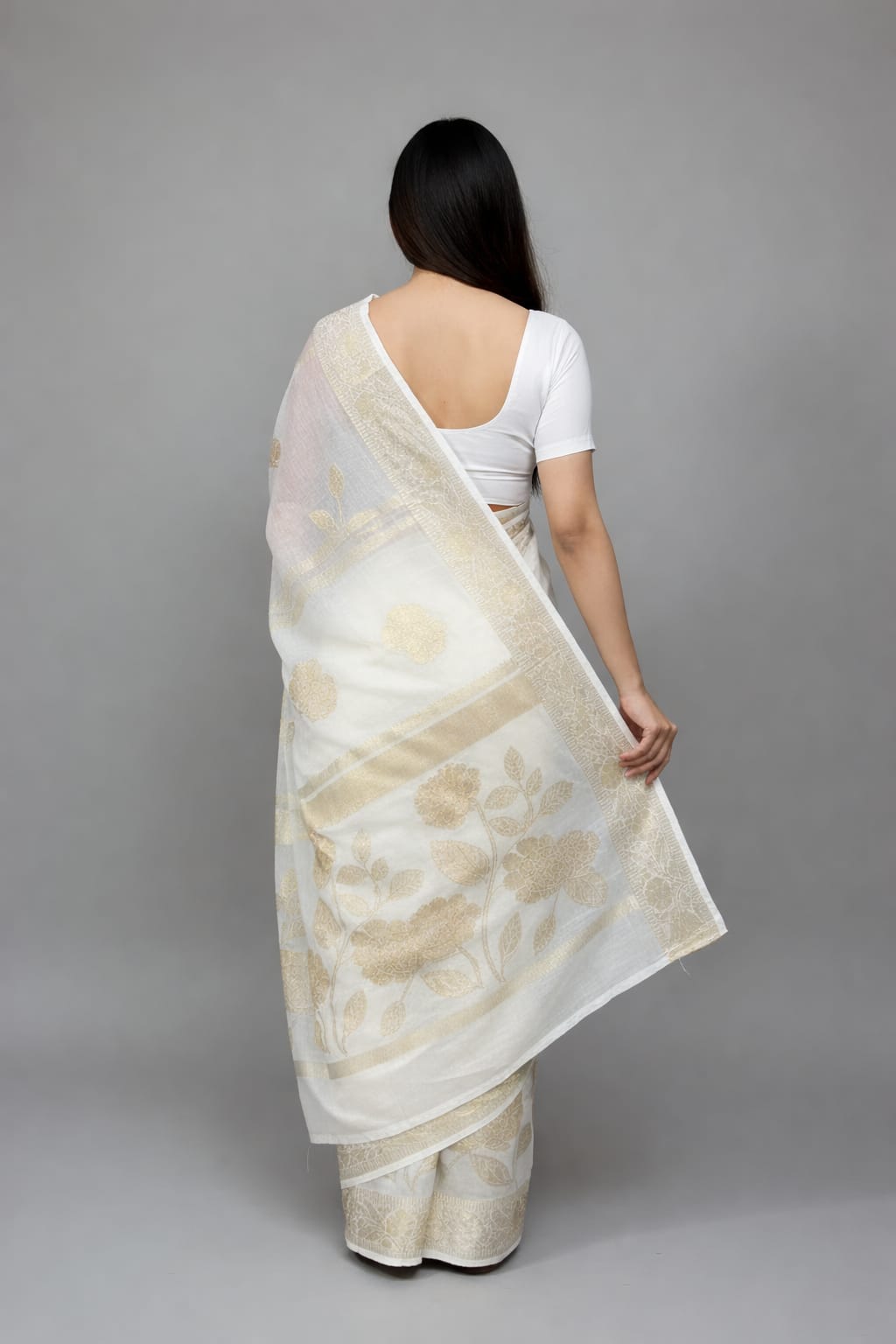 Morchari Applique Work All Over Saree With Unstitched Blouse - Distacart