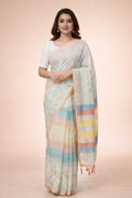 Morchari Mal Chanderi All Over kantha Work With Unstitched Blouse - Distacart