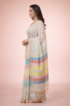 Morchari Mal Chanderi All Over kantha Work With Unstitched Blouse - Distacart