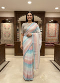 Morchari Multicolour saree with heavy unstitched blouse piece - Distacart