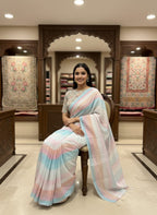 Morchari Multicolour saree with heavy unstitched blouse piece - Distacart