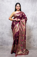 Morchari Pure Dola Silk Saree - Brown