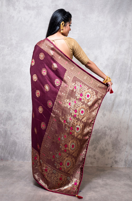 Morchari Pure Dola Silk Saree - Brown