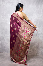 Morchari Pure Dola Silk Saree - Brown