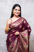 Morchari Pure Dola Silk Saree - Brown
