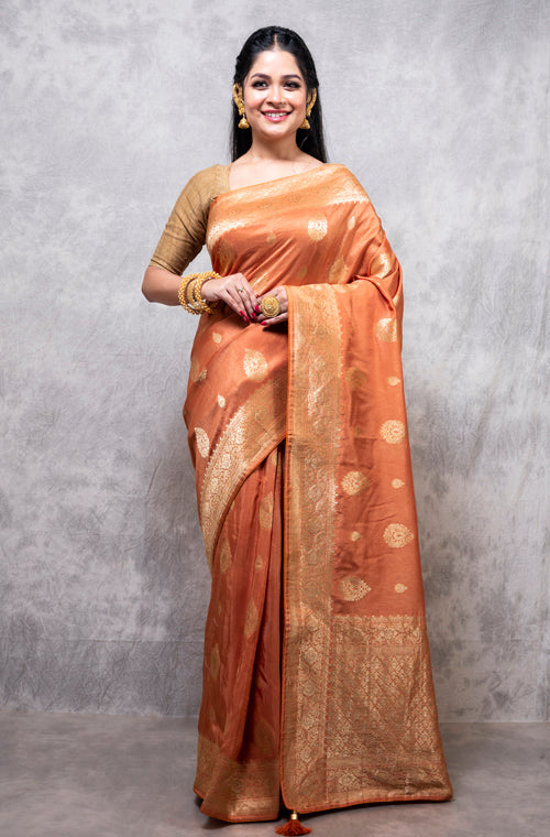 Morchari Pure Dola Silk Saree - Brown