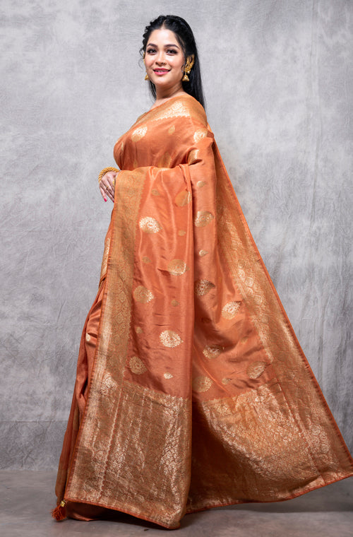 Morchari Pure Dola Silk Saree - Brown