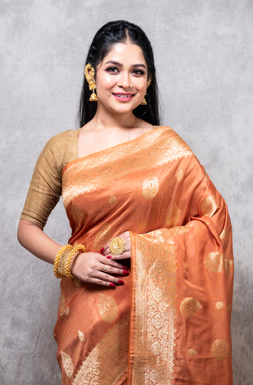Morchari Pure Dola Silk Saree - Brown