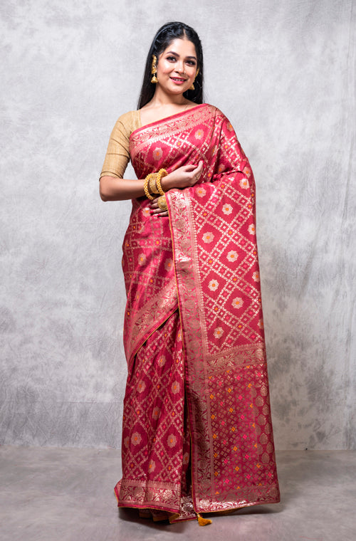 Morchari Pure Dola Silk Saree - Maroon