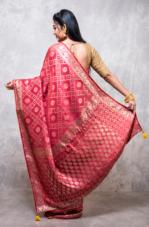 Morchari Pure Dola Silk Saree - Maroon