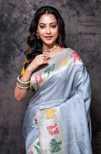 Morchari Pure Dola Silk Saree - Grey