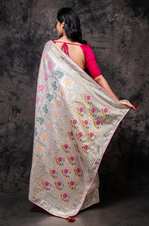 Morchari Pure Dola Silk Saree - Cream