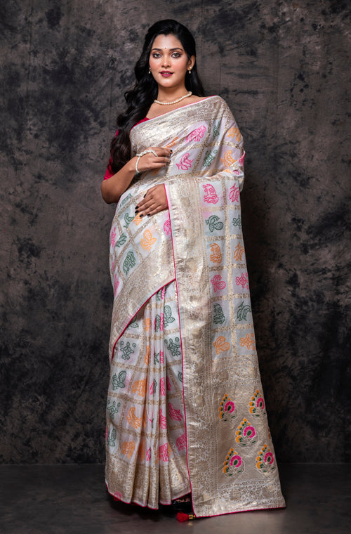 Morchari Pure Dola Silk Saree - Cream