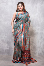 Morchari Pure Russian Silk Saree Digital Print - Multicolour