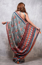 Morchari Pure Russian Silk Saree Digital Print - Multicolour