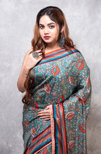 Morchari Pure Russian Silk Saree Digital Print - Multicolour