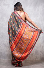 Morchari Pure Russian Silk Saree Digital Print - Multicolour