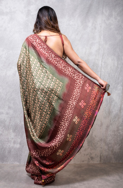 Morchari Pure Russian Silk Saree Digital Print - Multicolour