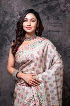 Morchari Pure Russian Silk Saree Digital Print - Multicolour