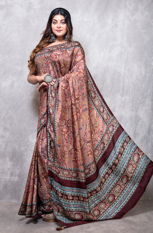 Morchari Pure Russian Silk Saree Digital Print - Multicolour