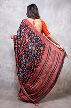 Morchari Pure Russian Silk Saree Digital Print - Multicolour