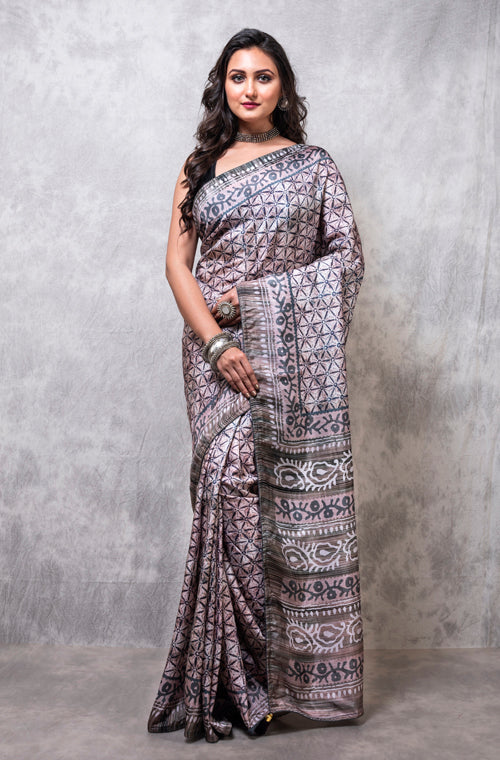 Morchari Pure Russian Silk Saree Digital Print - Multicolour