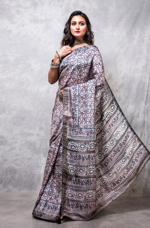 Morchari Pure Russian Silk Saree Digital Print - Multicolour
