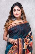 Morchari Pure Dola Silk Saree Digital Print - Multicolour