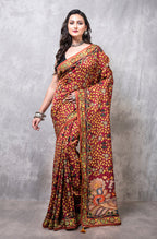 Morchari Pure Dola Silk Saree Digital Print - Multicolour
