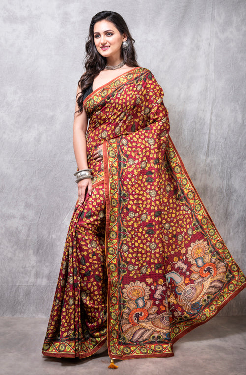 Morchari Pure Dola Silk Saree Digital Print - Multicolour