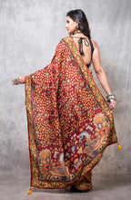 Morchari Pure Dola Silk Saree Digital Print - Multicolour