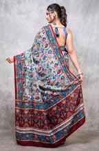 Morchari Pure Dola Silk Saree Digital Print - Multicolour