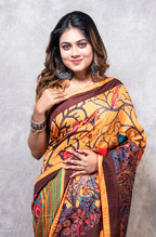 Morchari Pure Dola Silk Saree Digital Print - Multicolour