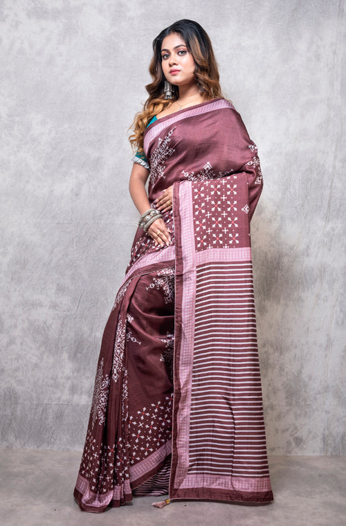 Morchari Pure Dola Silk Saree Digital Print - Multicolour
