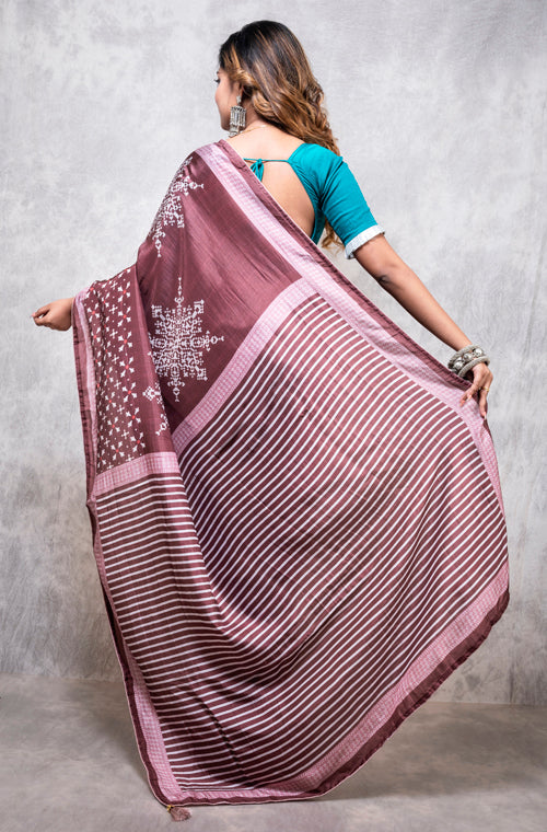 Morchari Pure Dola Silk Saree Digital Print - Multicolour