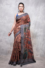 Morchari Pure Dola Silk Saree Digital Print - Multicolour