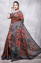 Morchari Pure Dola Silk Saree Digital Print - Multicolour